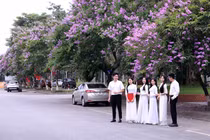  Giới trẻ Thanh Hóa mê mẩn check-in với hoa bằng lăng tím nở rộ 