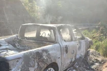 Hiện trường vụ cháy xe.