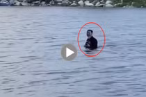 Nam thanh niên chạy trốn công an, lao xuống nước khóc thảm thiết xin tha