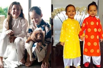 Ngắm cặp song sinh lai Tây của Hồng Nhung diện áo dài “đẹp xỉu“