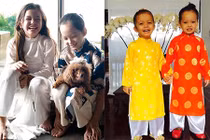 Ngắm cặp song sinh lai Tây của Hồng Nhung diện áo dài “đẹp xỉu“