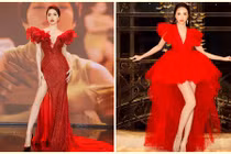 Hoa hậu Hương Giang quyến rũ khi diện váy áo gam đỏ 