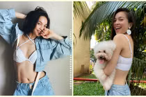 Hiền Thục diện đồ hở bụng, khoe eo con kiến đẹp mướt mắt