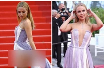Kimberley Garner tung váy lộ vòng 3 gây phản cảm tại Cannes 2021