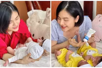 Vân Trang liên tục khoe ảnh hai con gái sinh đôi