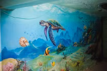 Ngạc nhiên dàn tranh như thật trên tường nhà tập thể cũ Hà Nội