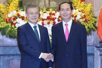 Chủ tịch nước Trần Đại Quang và Tổng thống Hàn Quốc chủ trì họp báo