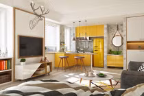 Vẻ đẹp của căn hộ dùng màu vàng làm điểm nhấn