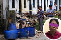 Thực nghiệm hiện trường vụ vợ giết chồng, bỏ đầu vào thùng rác