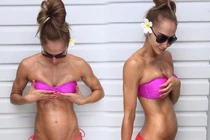 Dáng đẹp như người mẫu của bà mẹ mang thai 8 tháng