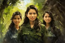 Chùm ảnh: Chân dung 10 cô gái Ngã ba Đồng Lộc phục dựng bằng AI 