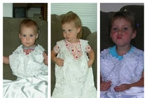 Chùm ảnh thú vị bé con mặc đồ cưới của bố mẹ