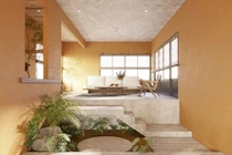 Ngôi nhà của nắng, cổng dùng ngói trộn đất sét gợi nhớ ký ức miền quê