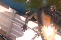 Thót tim khoảnh khắc cá sấu nước mặn lao lên thuyền đánh cá