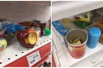 Phát hãi với hình ảnh khách thản nhiên bóc đồ ăn tại siêu thị Auchan sắp đóng cửa