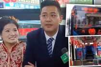 Biến xe buýt công cộng thành xe cưới 