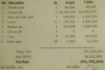 Hóa đơn 181 triệu đồng ở bar Hà Nội gây sốc