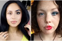 Gái trẻ điên cuồng với trào lưu trang điểm nửa mặt