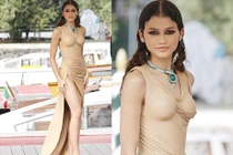 Mặc váy nude ôm sát, mỹ nhân thấp thỏm với “bí mật” sau lớp áo