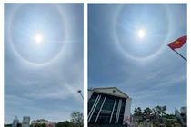 Hào quang mặt trời tuyệt đẹp xuất hiện giữa trưa tại thành phố Lào Cai