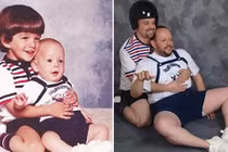 Cười vỡ bụng với ảnh ngày ấy-bây giờ của hai anh em hài hước