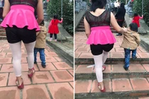 "Tá hỏa" vì thời trang đi lễ chùa không giống ai của mẹ bỉm sữa