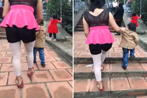 "Tá hỏa" vì thời trang đi lễ chùa không giống ai của mẹ bỉm sữa