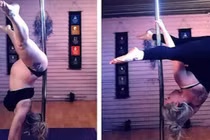 Bà mẹ mang thai 35 tuần vẫn múa cột