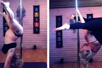 Bà mẹ mang thai 35 tuần vẫn múa cột