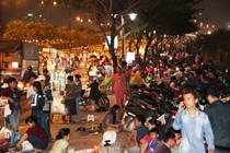 Dân Sài Gòn đổ đi xem pháo hoa năm mới từ chập tối