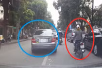 Hoảng hồn clip gái trẻ suýt chui vào bánh ô tô