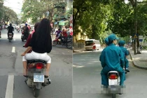 Phản cảm xe biển xanh vô tư vi phạm luật giao thông