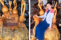 Hot girl Tam Triều Dâng được bố tặng ghế gỗ trăm triệu