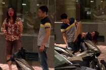 Xôn xao chồng hành hung vợ dã man trước chung cư HN