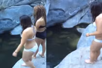 Cú nhảy chết người của hai cô gái trẻ