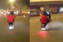 Bốc đầu xe, vỉa người khác trên đường Hà Nội