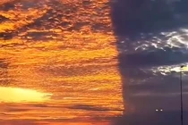 Kinh ngạc bầu trời bị cắt đôi thành hai nửa màu kỳ dị