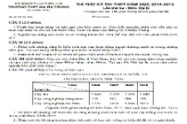 Đề thi thử THPT quốc gia 2015 môn Địa lý tỉnh Thừa Thiên Huế