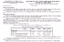 Đề thi thử THPT quốc gia 2015 môn Địa lý tỉnh Thừa Thiên Huế
