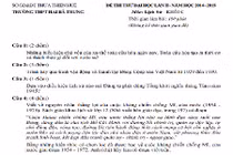 Đề thi thử THPT quốc gia 2015 môn Lịch Sử tỉnh Thừa Thiên Huế