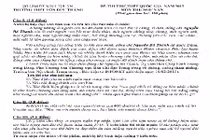 Đề thi thử THPT quốc gia 2015 môn Ngữ Văn THPT Tôn Đức Thắng