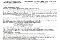 Đề thi thử THPT quốc gia 2015 môn Ngữ Văn tỉnh Thừa Thiên Huế