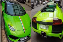 Bộ đôi siêu xe Lamborghini xanh cốm nổi bật tại Sài Gòn