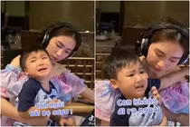 Mủi lòng khoảnh khắc con trai Hòa Minzy quyết không rời mẹ
