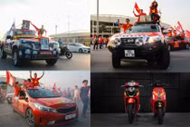 Mãn nhãn dàn xe rực rỡ sắc cờ cổ vũ tuyển Việt Nam