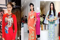 Ngắm họa tiết lạ trên áo dài của dàn Hoa hậu Việt 