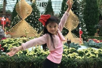 Con gái Trương Ngọc Ánh tạo dáng chụp hình như mẫu nhí