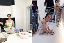 Ngọc Trinh vào bếp phục vụ nhân viên tại nhà triệu đô