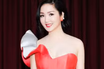 Hoa hậu Giáng My đẹp hút mắt với đầm trễ vai