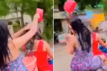 Cặp chị em xinh đẹp tắm gội giữa đường và cái kết đắng